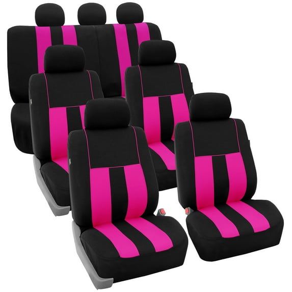 FH Group Universal Fit Seat Covers for SUV, Sedan, Van , Airbag Compatible, Split Bench Rear Seat - 7 Seaters Pink
