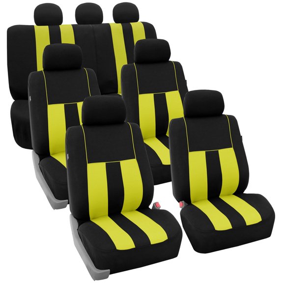 FH Group Universal Fit Seat Covers for SUV, Sedan, Van , Airbag Compatible, Split Bench Rear Seat - 7 Seaters Yellow