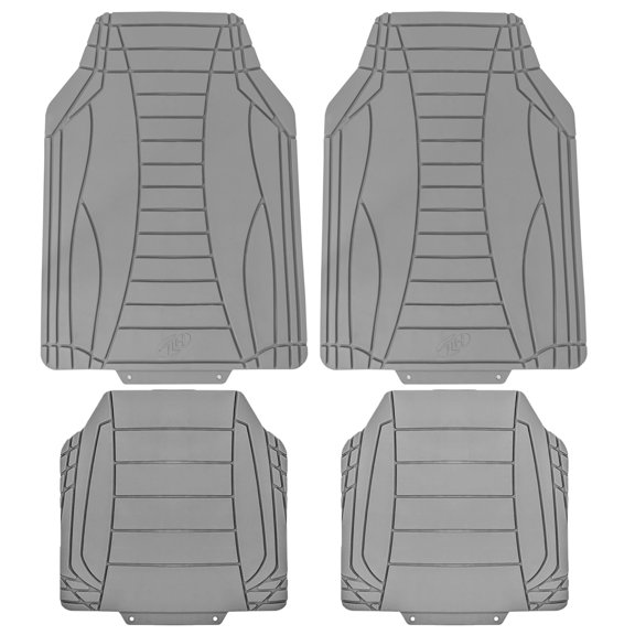 FH Group Universal Fit Sleek Linear Car Floor Mats with Trimmable Design - Gray Full Set