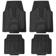 FH Group Universal Fit Trimabble Rubber Car Floor Mats with Stripped Design – Black Full Set