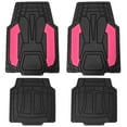 thumbnail image 1 of FH Group Universal Fit Trimabble Rubber Car Floor Mats with Stripped Design – Pink Full Set, 1 of 8