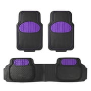 FH Group Universal Fit Trimmable Non-Slip Rubber Car Floor Mats w/ Dash Mat - Purple