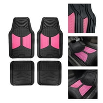 FH Group Universal Fit Two-tone Car Floor Mats Heavy Duty Rubber Full Set 4Pc - F11313PINK