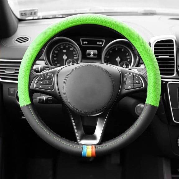 FH Group Universal Spectrum Microfiber Leather Car Steering Wheel Cover Fits 14.5" - 15.5"
