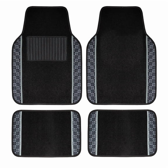 FH Group WYLF Printed Universal Fit Non-Slip Carpet Car Floor Mats for SUV Van - Gray