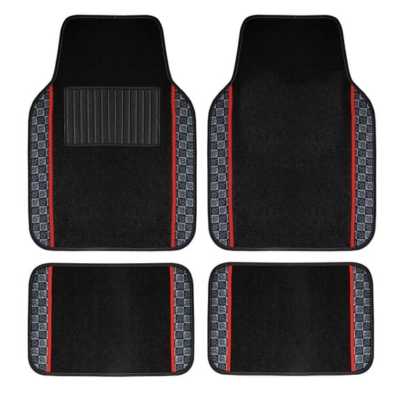 FH Group WYLF Printed Universal Fit Non-Slip Carpet Car Floor Mats for SUV Van - Red