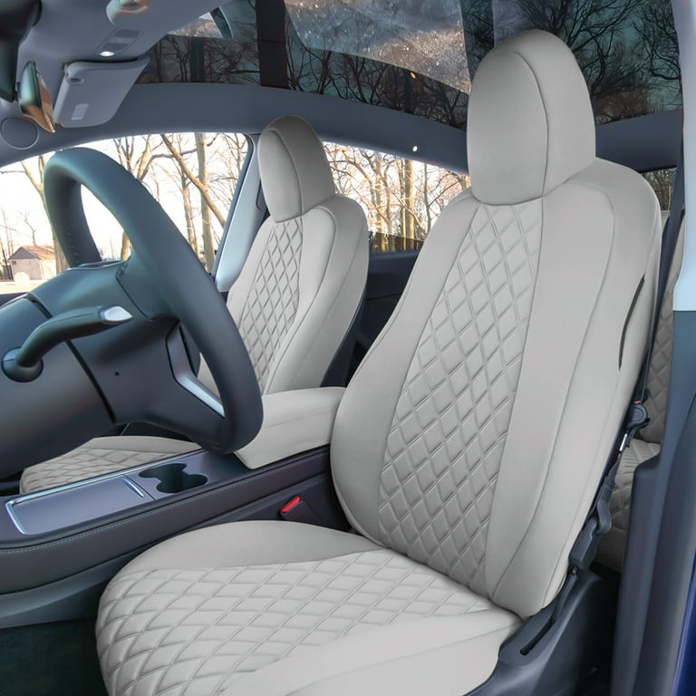 Waterproof Front Seat Cover for Tesla Model Y - White
