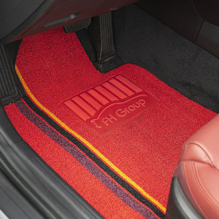 FH Group universal car floor mats trim to fit Heavy Duty Do It Yourself,  all weather protection Roll and Cut Upholstery for Cars, SUVs and Trucks,  Red