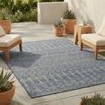 thumbnail image 1 of FH Home Flat Woven Outdoor Rug - Waterproof, Easy to Clean, Stain Resistant - Premium Polypropylene Yarn - Boho Moroccan - Large Patio, Deck, Sunroom - Dakar - Blue - 7ft 10in x 10ft 9in, 1 of 5