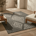 thumbnail image 1 of FH Home Flat Woven Outdoor Rug - Waterproof, Easy to Clean, Stain Resistant - Premium Polypropylene Yarn - Boho Moroccan - Porch, Balcony, Laundry Room - Ariana - Charcoal - 2ft 7in x 4ft 11in, 1 of 5