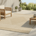 thumbnail image 1 of FH Home Flat Woven Outdoor Rug - Waterproof, Easy to Clean, Stain Resistant - Premium Polypropylene Yarn - Modern Geometric Kilim - Large Patio, Deck, Sunroom - Mesa - Beige - 7ft 8in x 9ft 8in, 1 of 5