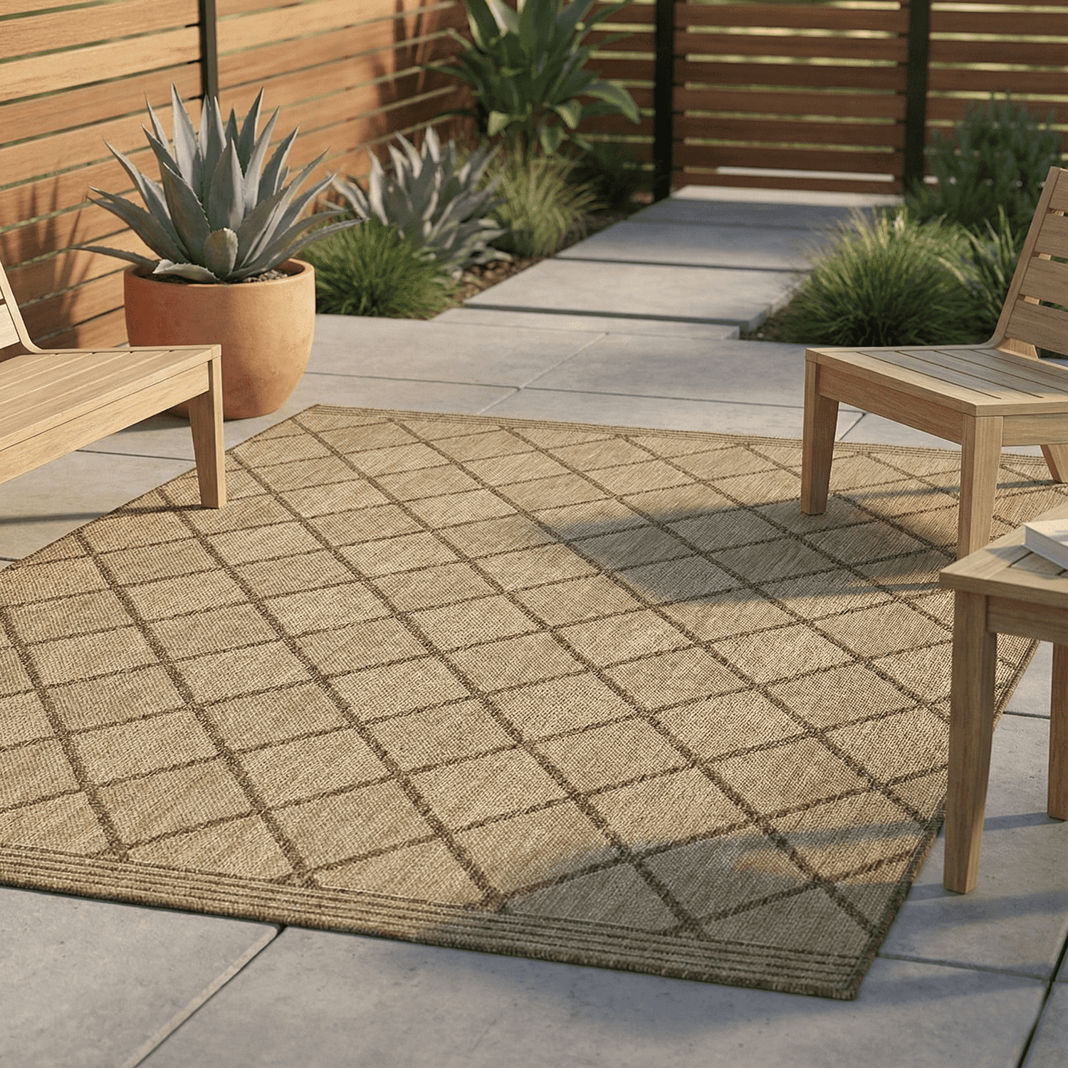 FH Home Flat Woven Outdoor Rug - Waterproof, Easy to Clean, Stain ...