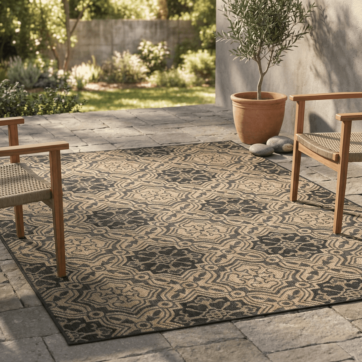 FH Home Flat Woven Outdoor Rug - Waterproof, Easy to Clean, Stain ...
