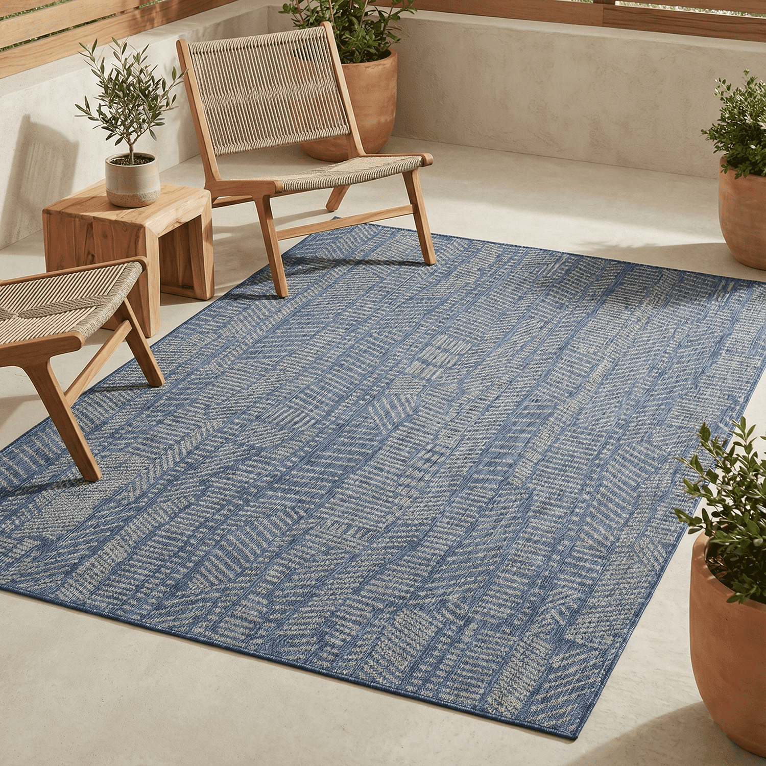 FH Home Flat Woven Outdoor Rug - Waterproof, Easy to Clean, Stain ...
