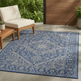 thumbnail image 1 of FH Home Flat Woven Outdoor Rug - Waterproof, Easy to Clean, Stain resistant - Premium Polypropylene Yarn - Vintage Persian -Patio, Deck, Porch,Balcony,Laundry Room - Amol - Blue - 3ft 11 in x 5ft 6in, 1 of 5