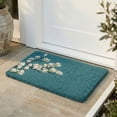 thumbnail image 1 of Fab Habitat Floral Extra Thick Doormat - Handwoven, Durable - Natural Coir - Entryway, Front Door, Porch, Patio - Magnolia Branch Teal (18" x 30" Thick), 1 of 8