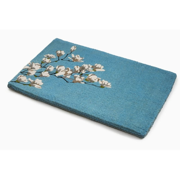 Fab Habitat Floral Extra Thick Doormat - Handwoven, Durable - Natural Coir - Entryway, Front Door, Porch, Patio -Magnolia Branch Teal (24" x 36" Thick)