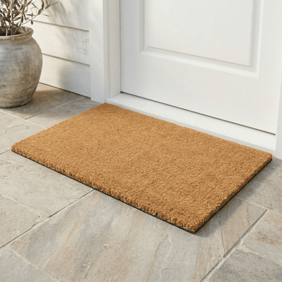 Fab Habitat Floral Extra Thick Doormat - Handwoven, Durable - Natural Coir - Entryway, Front Door, Porch, Patio - Minimalist Natural (24" x 36" Thick)
