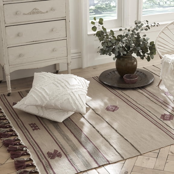 FH Home Machine Washable Area Rug - Hand Woven, Stain Resistant, Pet Friendly - Premium Recycled Polyester Yarn - Aztec - Kitchen, Bathroom - Dakota - Multi - 2 x 3 ft