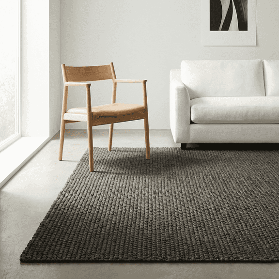 FH Home Machine Washable Area Rug - Hand Woven, Stain Resistant, Pet Friendly - Premium Recycled Polyester Yarn - Rope - Bedroom, Living/Dining Room - Asbury - Charcoal - 8 x 10 ft
