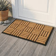 thumbnail image 1 of FH Home Non Slip Doormat - Durable, Thin - Natural Coir & Rubber - Entryway, Front Door, Porch, Patio - Natural Brushed Parquet (24" x 36" Non-Slip), 1 of 8
