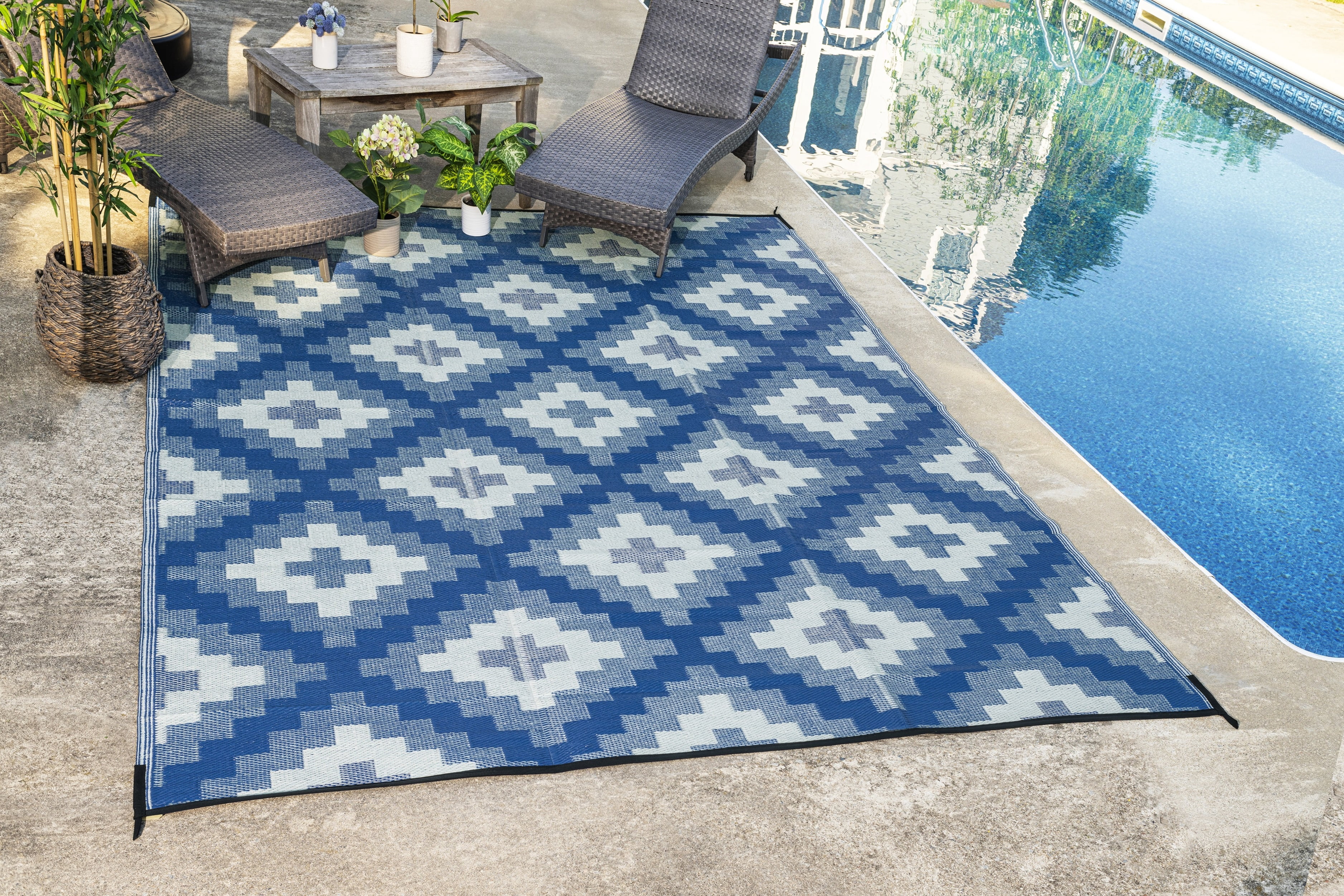 FH Home Outdoor Camping Rug - Waterproof, Fade Resistant, Reversible ...