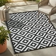 thumbnail image 1 of FH Home Outdoor Rug - Reversible - Indoor Use, Kids Room, Mudroom - Stain Resistant, Easy to Clean Weather Resistant Floor Mats - Aztec - Black/White (3 ft x 5 ft), 1 of 9