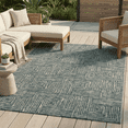 thumbnail image 1 of FH Home Outdoor Rug - Waterproof Easy to Clean Stain Resistant - Patio Indoor Outdoor Porch Deck Balcony Entryway - Geometric Modern - Budapest - Aqua - 7ft 8in x 9ft 8in, 1 of 5