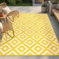thumbnail image 1 of FH Home Outdoor Rug - Waterproof, Fade Resistant, Crease-Free - Premium Recycled Plastic - Geometric - Large Patio, Deck, Sunroom, Camping, RV - Aztec - Yellow & White - 6 x 9 ft, 1 of 8