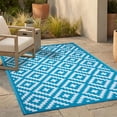 thumbnail image 1 of FH Home Outdoor Rug - Waterproof, Fade Resistant, Crease-Free - Premium Recycled Plastic - Geometric - Patio, Porch, Deck, Balcony - Aztec - Teal & White - 5 x 8 ft, 1 of 9