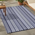 thumbnail image 1 of FH Home Outdoor Rug - Waterproof, Fade Resistant, Crease-Free - Premium Recycled Plastic - Herringbone - Large Patio, Deck, Sunroom, Camping, RV - Fresno - Navy - 6 x 9 ft, 1 of 9