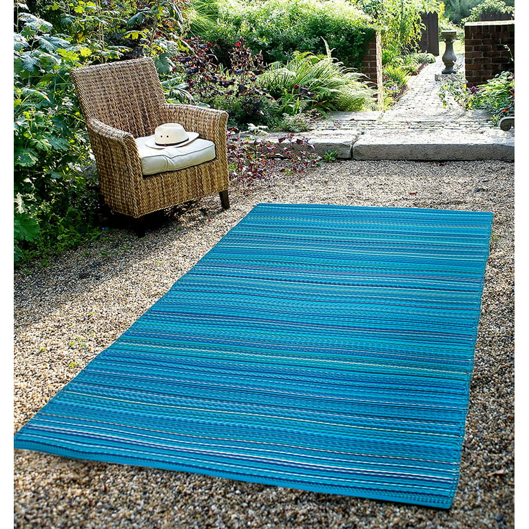 Fab Habitat Outdoor Rug - Waterproof, Fade Resistant, Crease-Free - Premium  Recycled Plastic - Striped - Patio, Porch, Deck, Bal