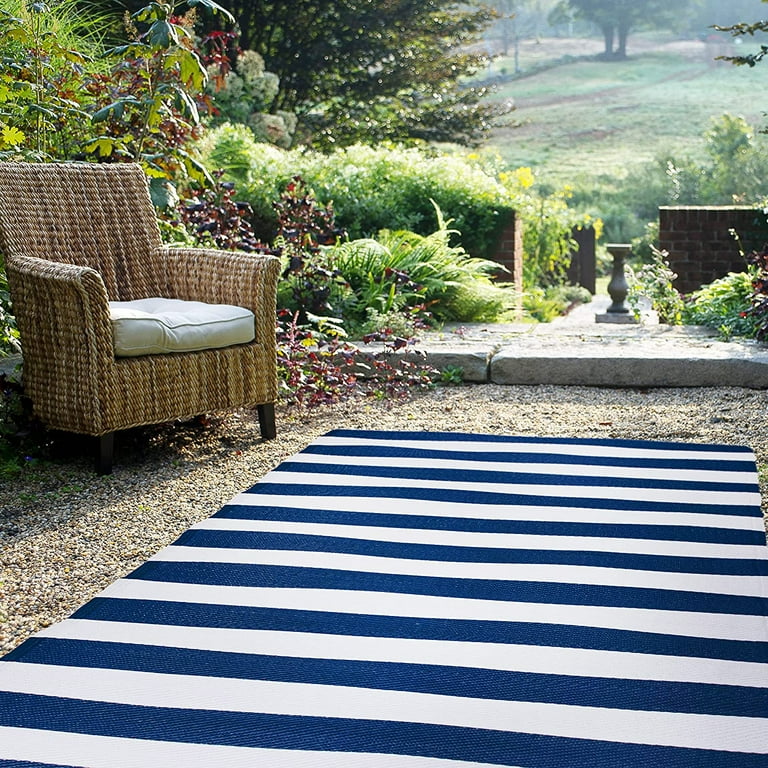 FH Home Outdoor Rug - Waterproof, Fade Resistant, Crease-Free - Premium  Recycled Plastic - Striped - Patio, Deck, Porch, Balcony, Laundry Room 