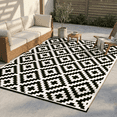 thumbnail image 1 of FH Home Outdoor Rug - Waterproof, Fade Resistant, Reversible - Premium Recycled Plastic - Geometric - Large Patio, Deck, Sunroom, RV, Camping - Aztec - Black & White - 4 x 6 ft Foldable, 1 of 9