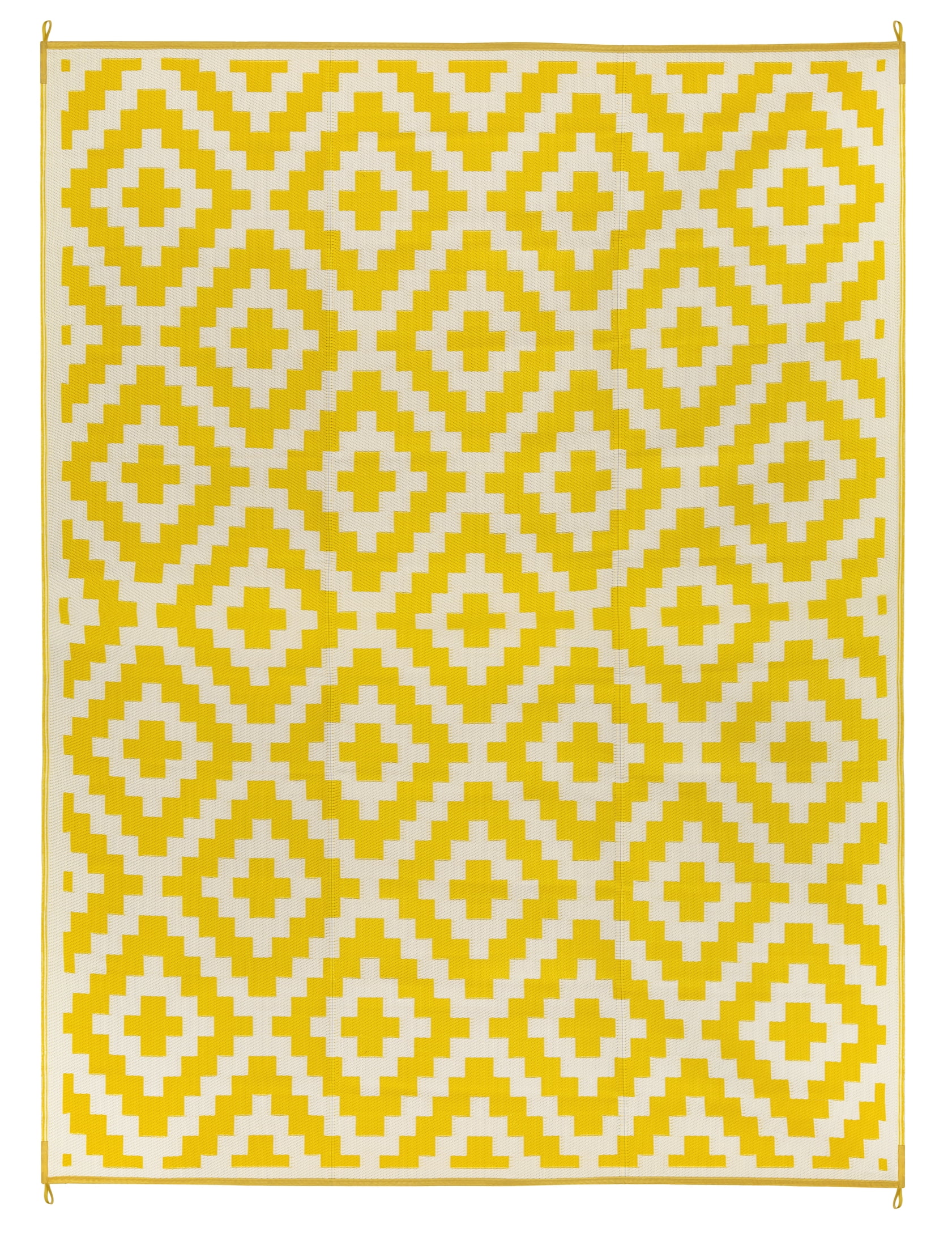 FH Home Outdoor Rug - Waterproof, Fade Resistant, Reversible - Premium  Recycled Plastic - Geometric - Patio, Porch, Deck, Balcony - Aztec - Yellow  