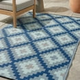 thumbnail image 1 of FH Home Outdoor Rug - Waterproof, Fade Resistant, Reversible - Premium Recycled Plastic - Geometric - Patio, Deck, Porch, Balcony, Laundry Room - Aztec Kilim - Blue Multi - 4 x 6 ft, 1 of 8