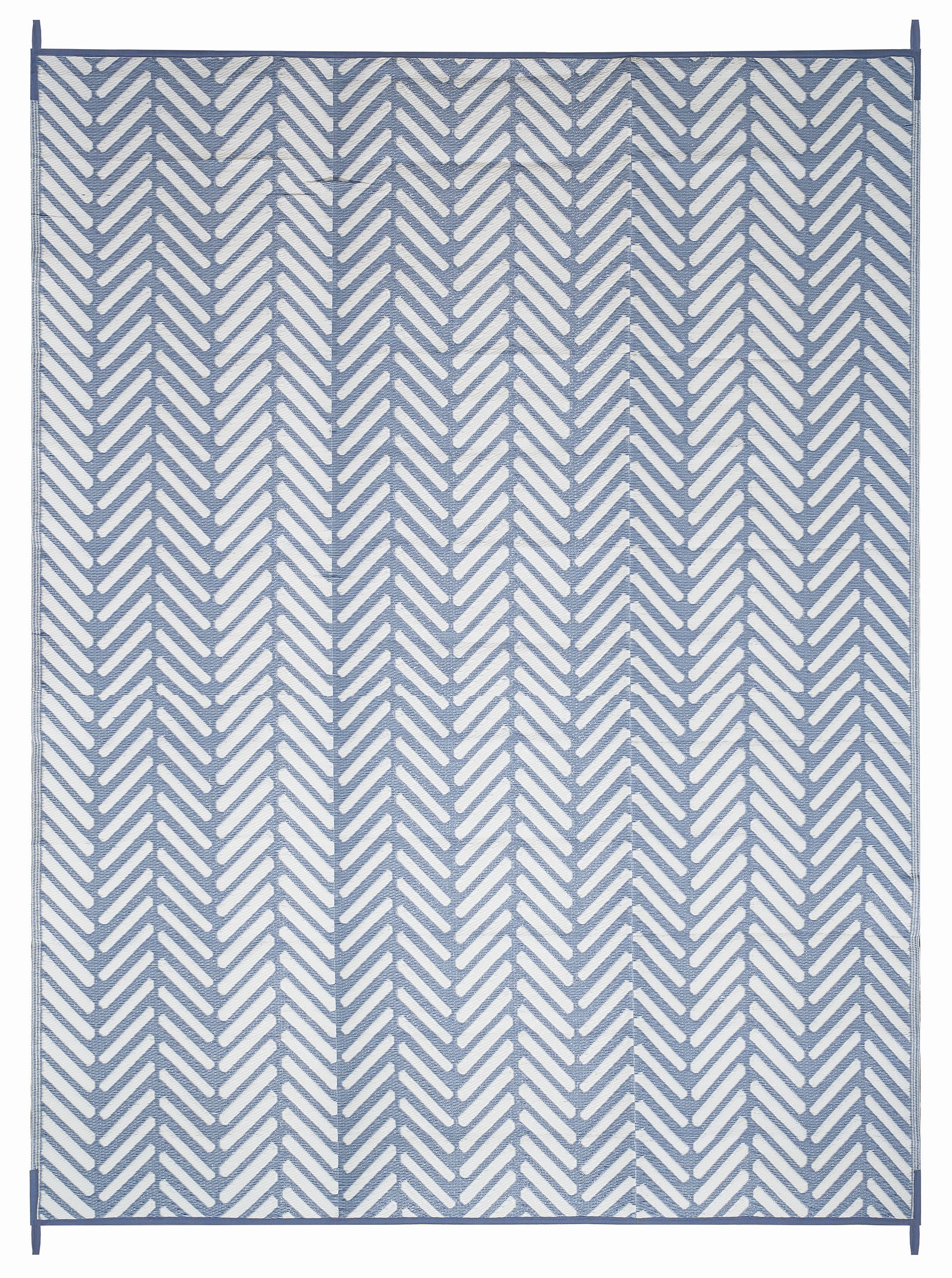 FH Home Outdoor Rug - Waterproof, Fade Resistant, Reversible - Premium Recycled Plastic - Herringbone - Large Patio, Deck, Sunroom, RV, Camping - Fresno - Light Blue - 9 x 12 ft Foldable - image 1 of 7