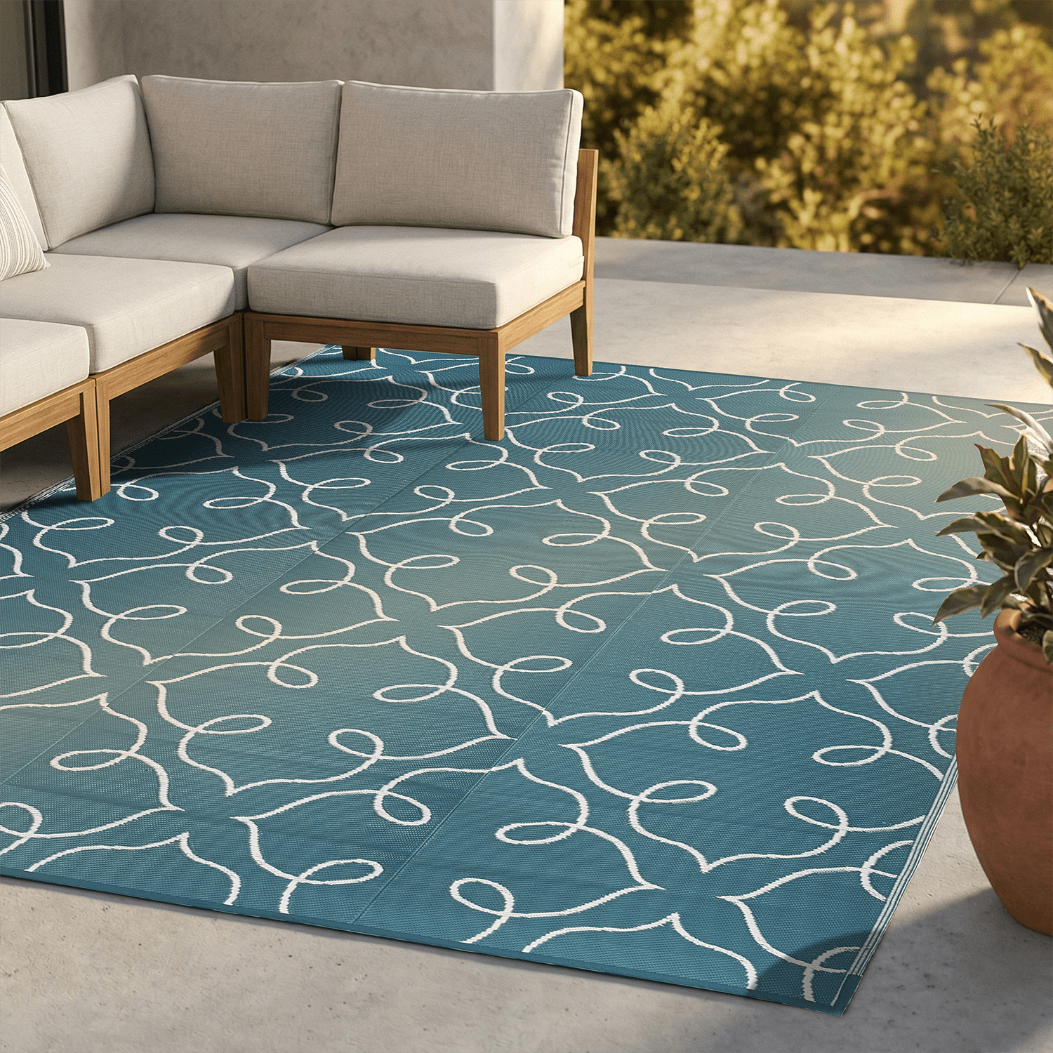 Sunroom Rugs FH Home Outdoor Rug - Waterproof, Fade Resistant, Reversible - Premium ...