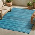 thumbnail image 1 of FH Home Outdoor Camping Rug - Waterproof, Fade Resistant, Reversible - Premium Recycled Plastic - Striped - Large Patio, Deck, Sunroom, RV, Camping - Havana - Turquoise - 9 x 12 ft Foldable, 1 of 9