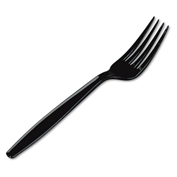 FH517 Plastic Cutlery, Heavyweight Forks, Black, 1000/Carton