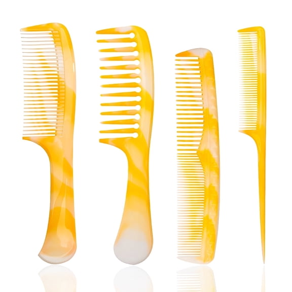 FHALLYNN 4 Pcs Hair Comb Set. Combs for Women Hair Styling. Wide-Tooth Comb, Fine-Tooth Comb, Rat Tail Comb, and a Double-sided Womens Comb