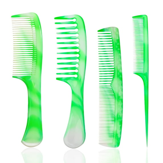 FHALLYNN 4 Pcs Hair Comb Set.Featuring a Wide-Tooth Comb, Fine-Tooth Comb, Rat Tail Comb, and a Dual Fine and Wide Tooth Comb,Hair Combs for Men and Women