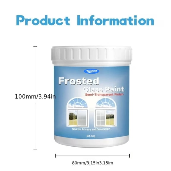 FHBVT 100ml Frosted Glass Paint Waterproof Privacy Coating Semi-Transparent Scratch Resistant Fast Drying for Home Indoor Windows Doors Bathroom Shower Enclosures Glass Cabinets Office Glass Decor