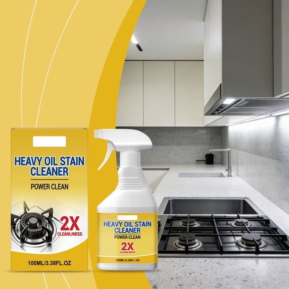 FHBVT 100ml Kitchen Heavy Oil Cleaner Spray Daily Deep Cleaning Powerful Penetrating for Cooktops Range Hoods Removes Dirt Restores Shine Portable Household Kitchen Care Cleaning Supplies
