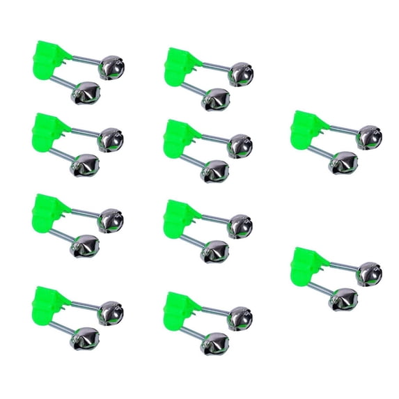 FHBVT 10Pcs Fishing Rod Alarm Bells With Secure Clips Night Fishing Light Mount Hole Design Metal Double Bell For Freshwater Saltwater Fishing Angler Gear Thanksgiving New Year Fishing Accessory