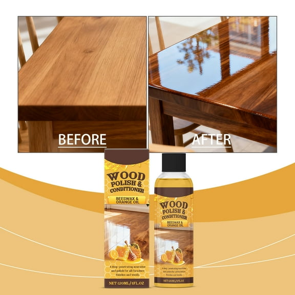 FHBVT 120ml Wood Polish Conditioner Beeswax Orange Oil Formula Deep Clean Tool Deep Nourish Scratch Repair Gloss Enhancement For Solid Composite Wood Furniture Floor Table Accessory