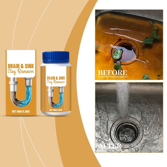 FHBVT 150g Pipe Blockage Removal Powder Bio Enzyme Eco Friendly Formula Deep Clean Tool Clog Remover Deodorizer For Kitchen Bathroom PVC Metal Sewer Drain Floor Drain Plumbing Accessory