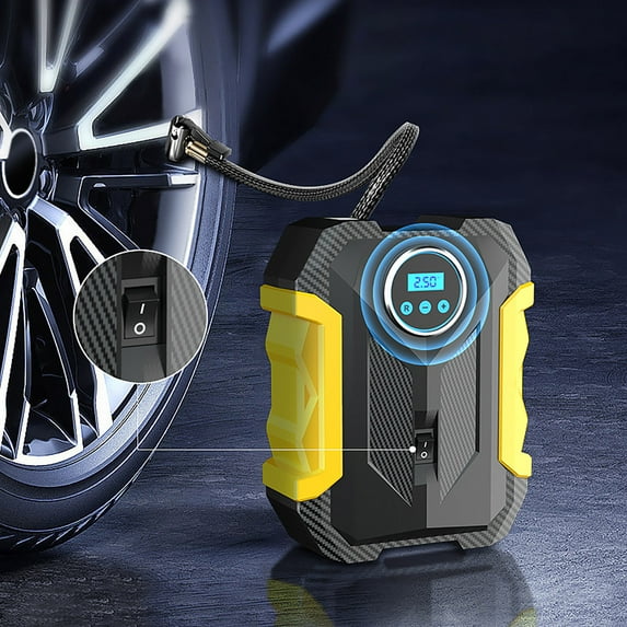 FHBVT 2-in-1 Compressor Tire Inflator, Digital Pressure Gauge with Auto Shut Off for Car Tires, Bicycles, Motorcycles Inflatables, Portable Air Pump with LED Light for Quick Inflation Safe Use