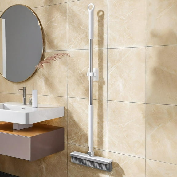 FHBVT 2-in-1 Floor Scrub Brush with Handle, V-Shaped Stiff Bristles & 180° Rotating Head, Ideal for Grout Lines, Tiles & Bathroom Cleaning, Perfect for Home & Office Use