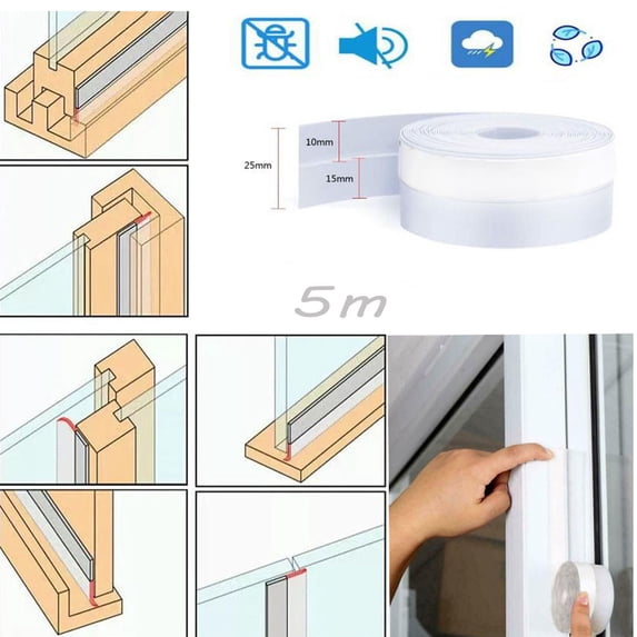 FHBVT 25mm Door Window Foam Seal Tape 5M Self Adhesive Weather Stripping Windproof Soundproof Insect Proof Waterproof Seal Strip for Home Window Door Refrigerator Car Door Bathroom Sealing